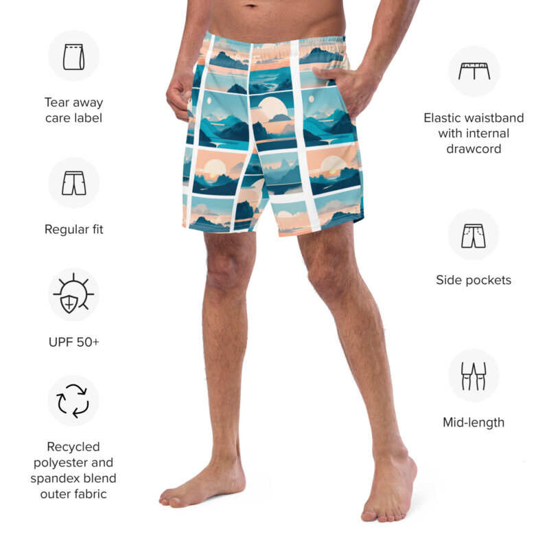 all over print recycled swim trunks white left front 6550f88f5802b