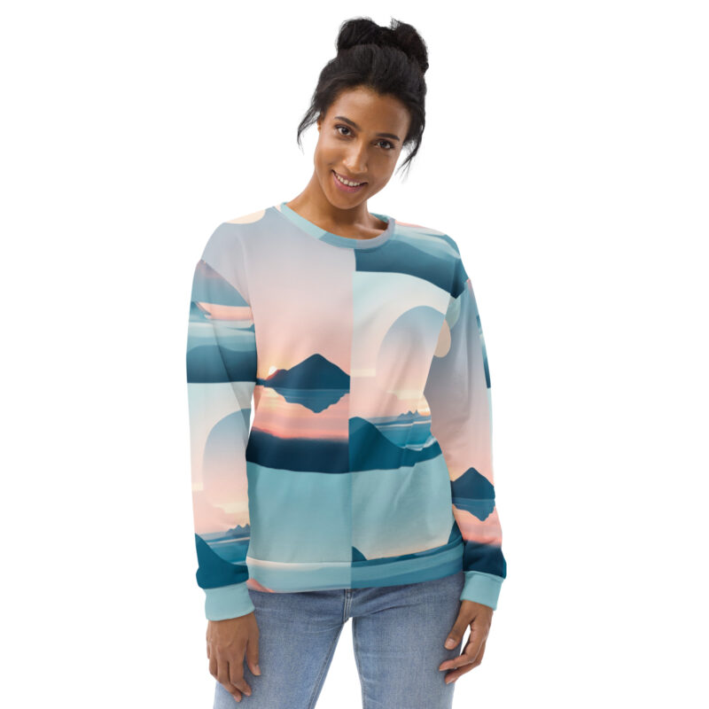 all over print recycled unisex sweatshirt white front 6550bce063615