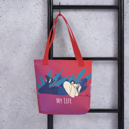 all over print tote red 15x15 mockup 6547811f8a072