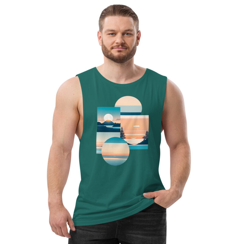 Unleash Your Workout Vibes: Dive into Comfort with Our Men's Drop Arm Tank Top 💪🔥 - Iglecreations: Serene Coastline Horizons
